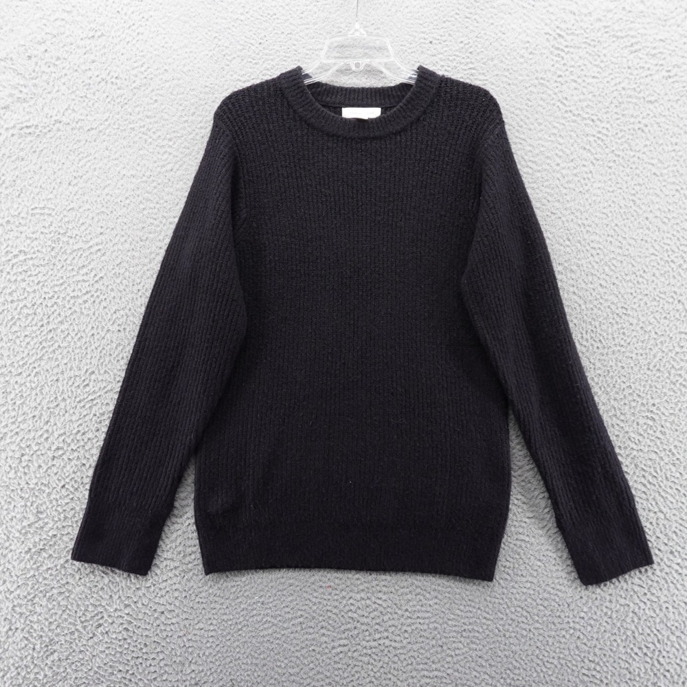 Treasure & Bond Womens Black Ribbed Merino Wool Blend Crewneck Sweater XXS NEW